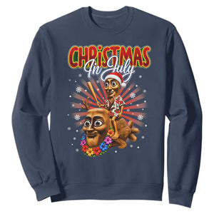 Christmas In July Tung Tung Tung TTT Sahur Cursed Meme Sweatshirt Funny Ironic Tropical Summer Hawaiian Holiday Surreal