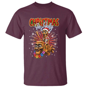 Christmas In July Tung Tung Tung TTT Sahur Cursed Meme T Shirt Funny Ironic Tropical Summer Hawaiian Holiday Surreal