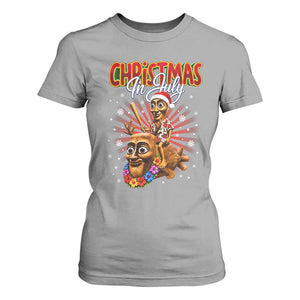 Christmas In July Tung Tung Tung TTT Sahur Cursed Meme T Shirt For Women Funny Ironic Tropical Summer Hawaiian Holiday Surreal