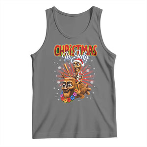 Christmas In July Tung Tung Tung TTT Sahur Cursed Meme Tank Top Funny Ironic Tropical Summer Hawaiian Holiday Surreal
