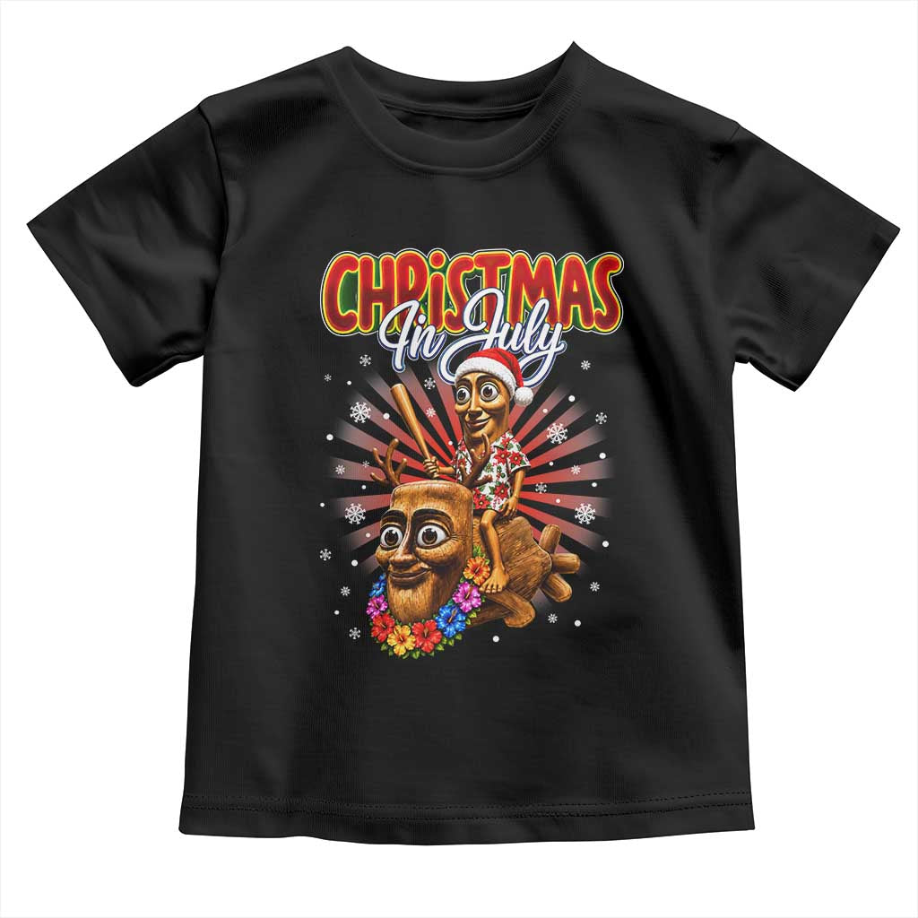 Christmas In July Tung Tung Tung TTT Sahur Cursed Meme Toddler T Shirt Funny Ironic Tropical Summer Hawaiian Holiday Surreal