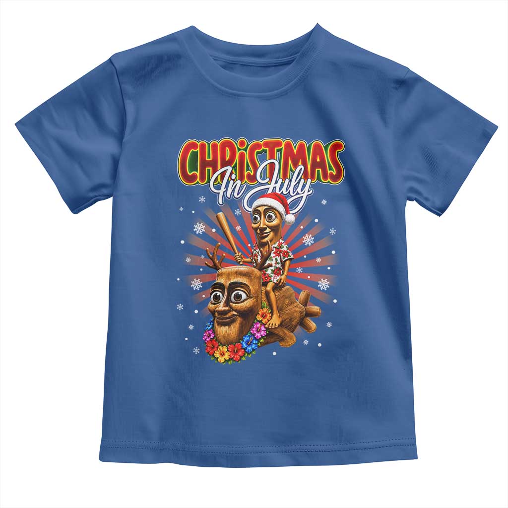 Christmas In July Tung Tung Tung TTT Sahur Cursed Meme Toddler T Shirt Funny Ironic Tropical Summer Hawaiian Holiday Surreal