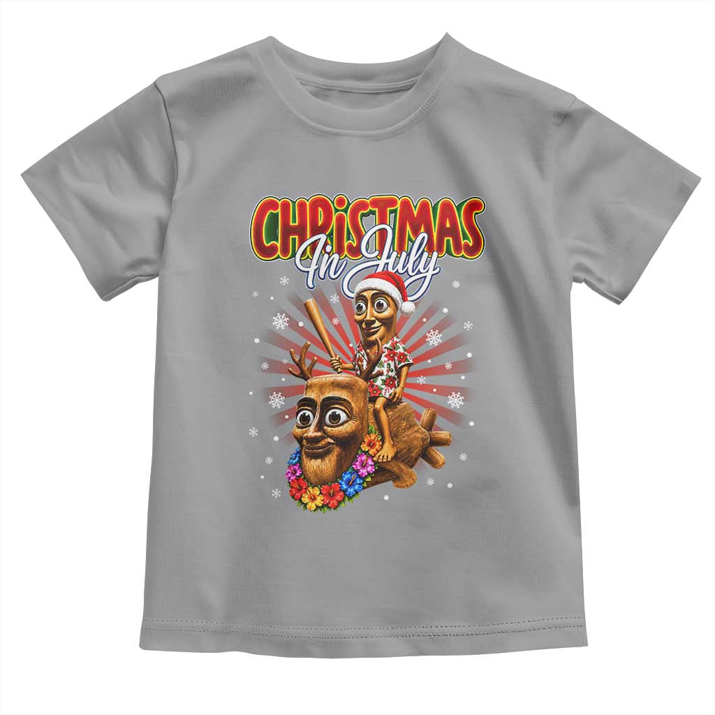 Christmas In July Tung Tung Tung TTT Sahur Cursed Meme Toddler T Shirt Funny Ironic Tropical Summer Hawaiian Holiday Surreal