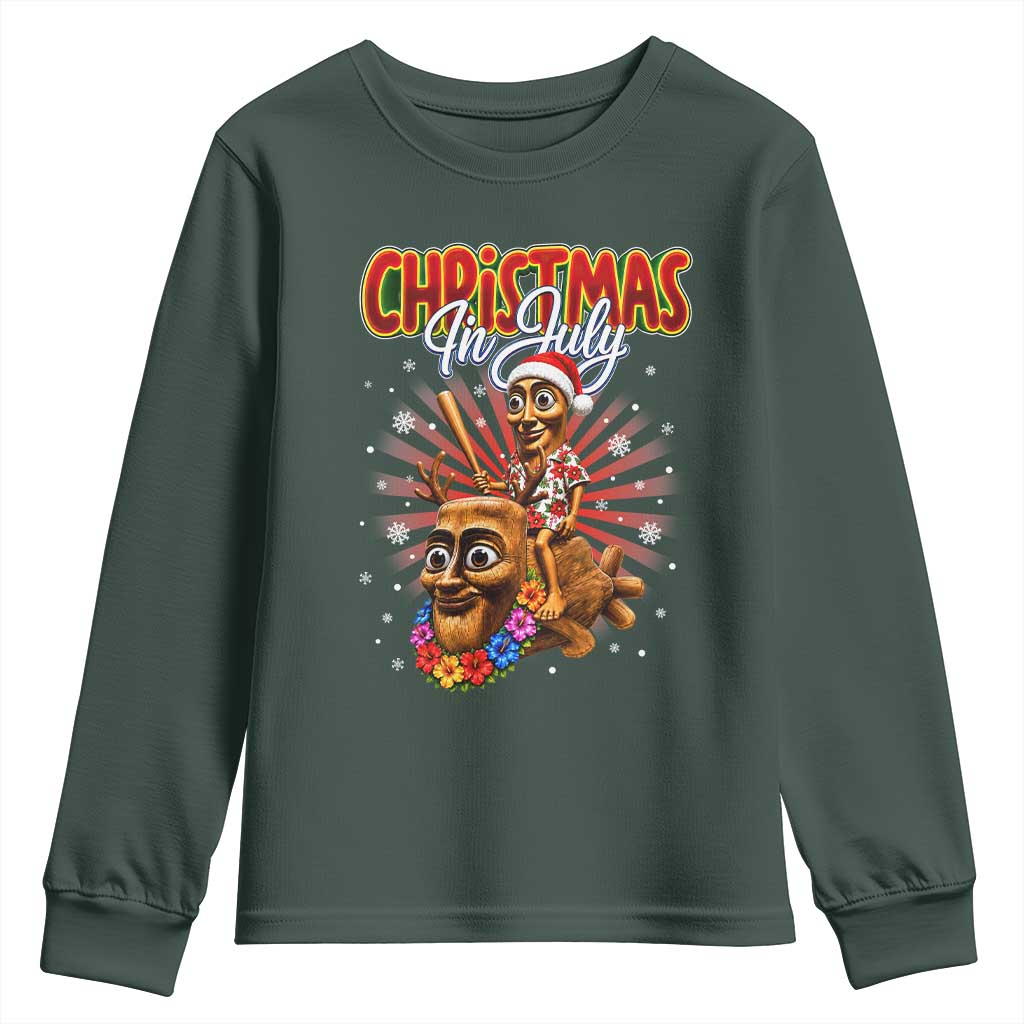 Christmas In July Tung Tung Tung TTT Sahur Cursed Meme Youth Sweatshirt Funny Ironic Tropical Summer Hawaiian Holiday Surreal