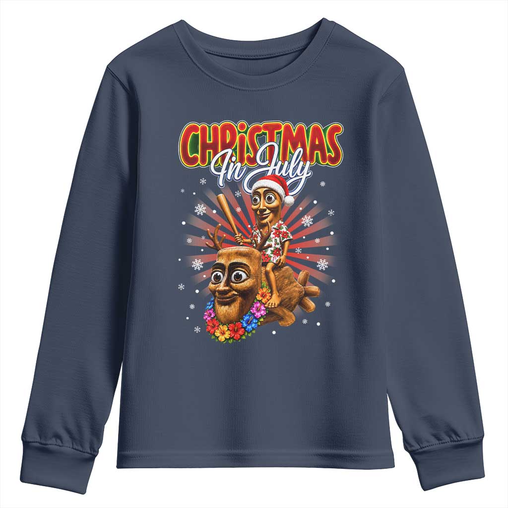 Christmas In July Tung Tung Tung TTT Sahur Cursed Meme Youth Sweatshirt Funny Ironic Tropical Summer Hawaiian Holiday Surreal