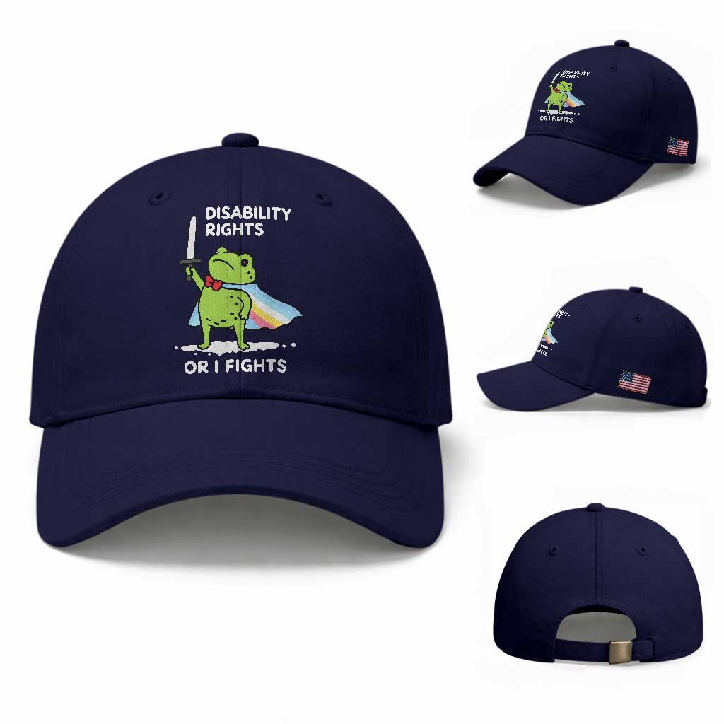 Funny Frog Disability Pride Flag Warrior Baseball Cap Disability Rights Or I Fights