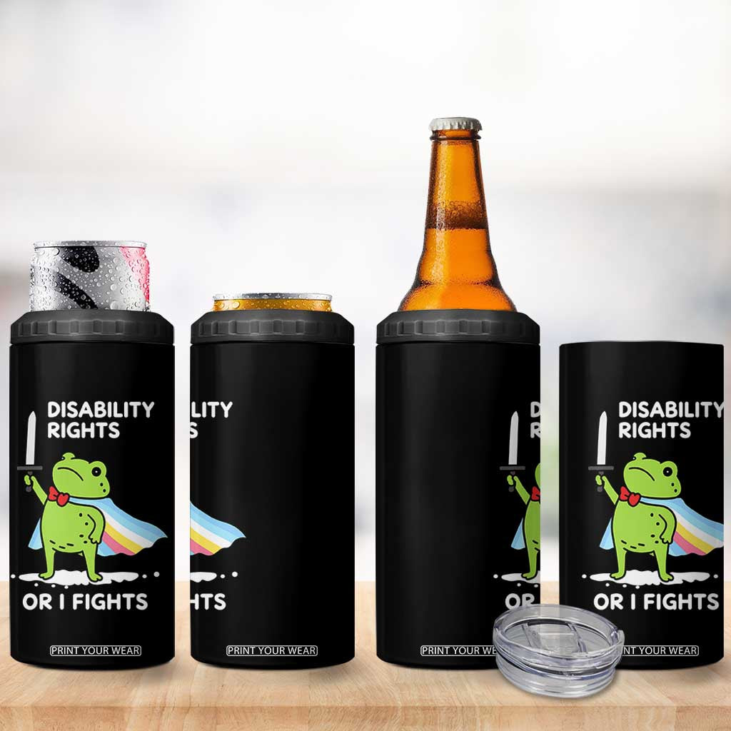 Funny Frog Disability Pride Flag Warrior 4 in 1 Can Cooler Tumbler Disability Rights Or I Fights
