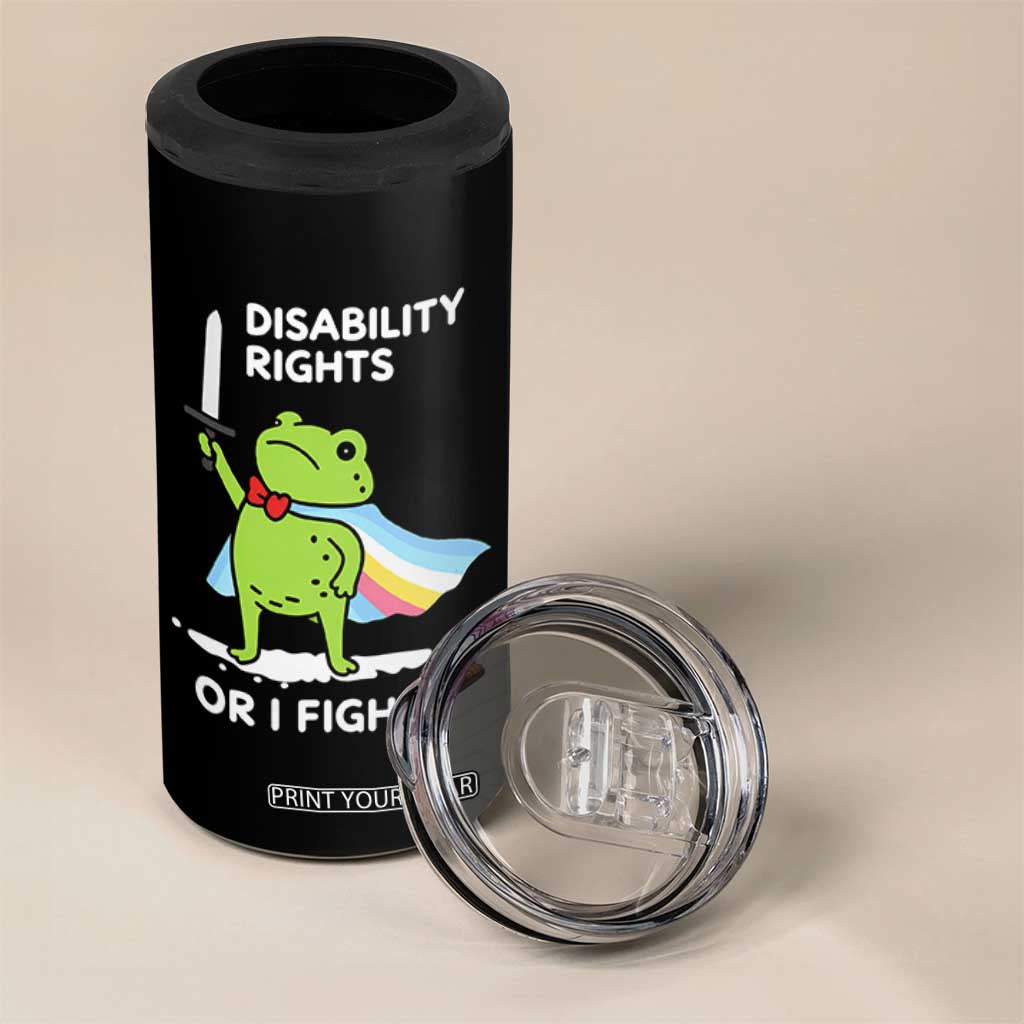 Funny Frog Disability Pride Flag Warrior 4 in 1 Can Cooler Tumbler Disability Rights Or I Fights
