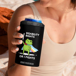 Funny Frog Disability Pride Flag Warrior 4 in 1 Can Cooler Tumbler Disability Rights Or I Fights