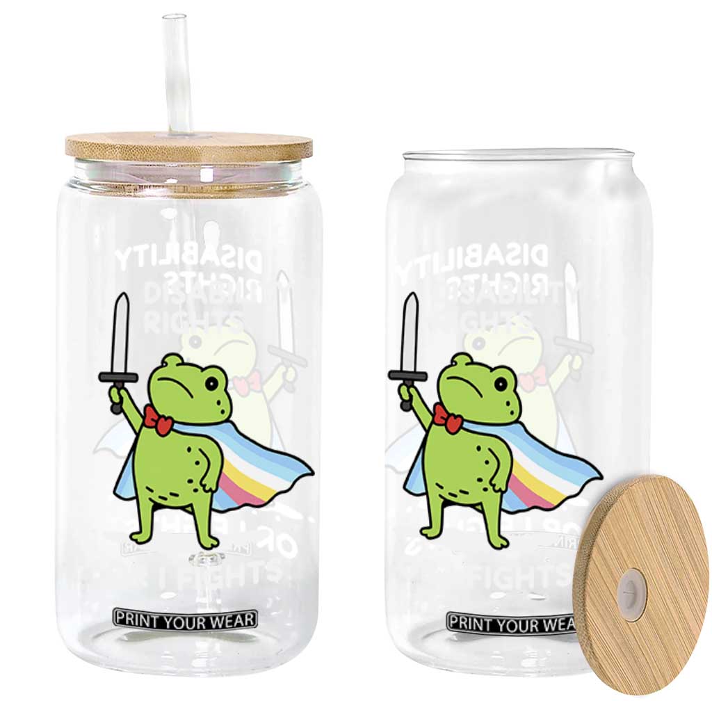 Funny Frog Disability Pride Flag Warrior Glass Can Disability Rights Or I Fights