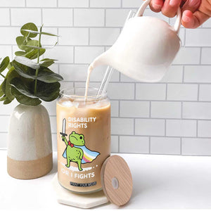 Funny Frog Disability Pride Flag Warrior Glass Can Disability Rights Or I Fights