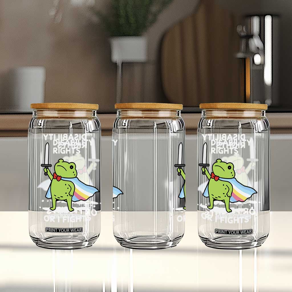 Funny Frog Disability Pride Flag Warrior Glass Can Disability Rights Or I Fights