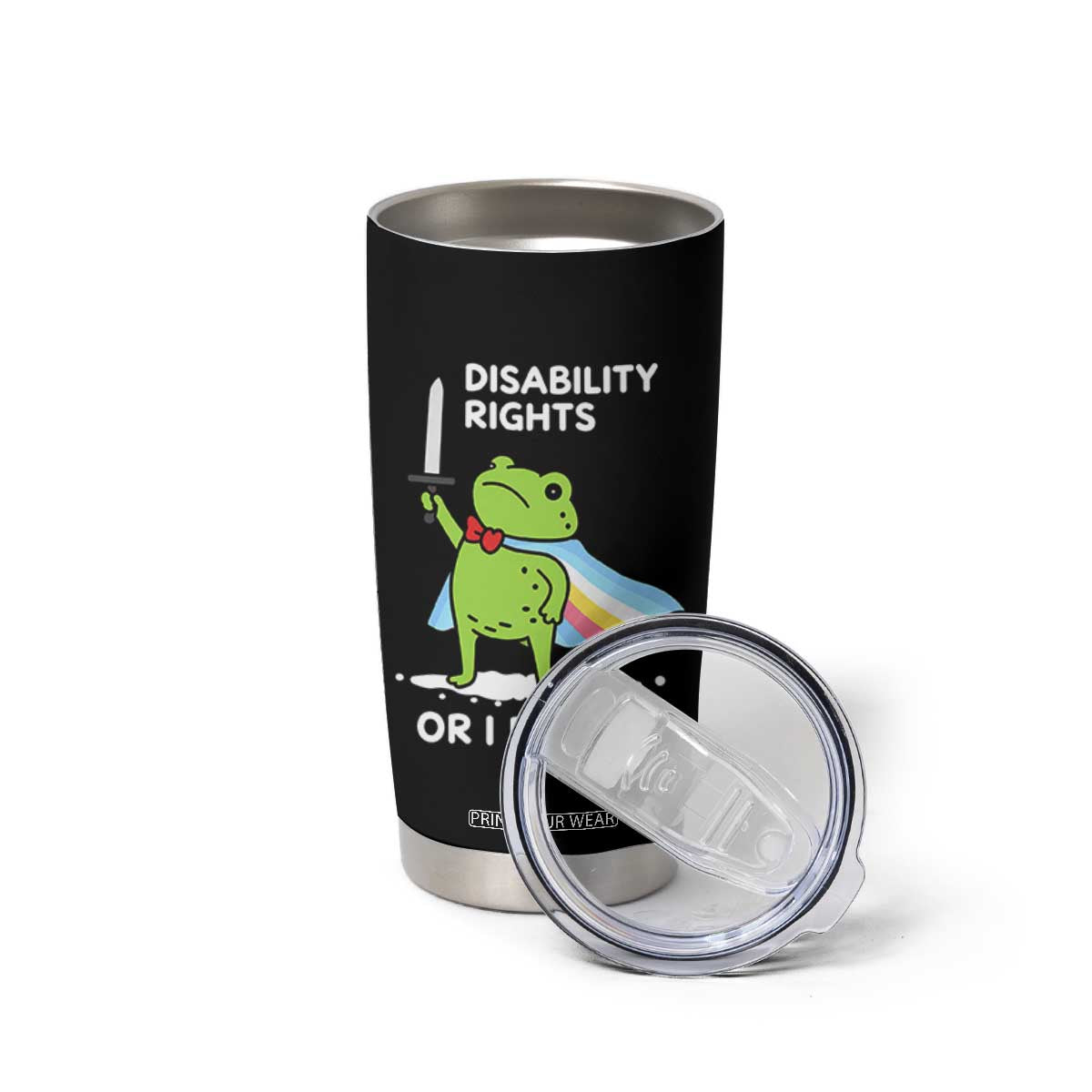 Funny Frog Disability Pride Flag Warrior Tumbler Cup Disability Rights Or I Fights