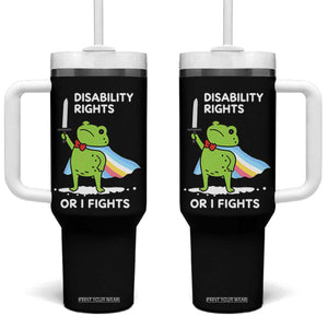 Funny Frog Disability Pride Flag Warrior Tumbler With Handle Disability Rights Or I Fights