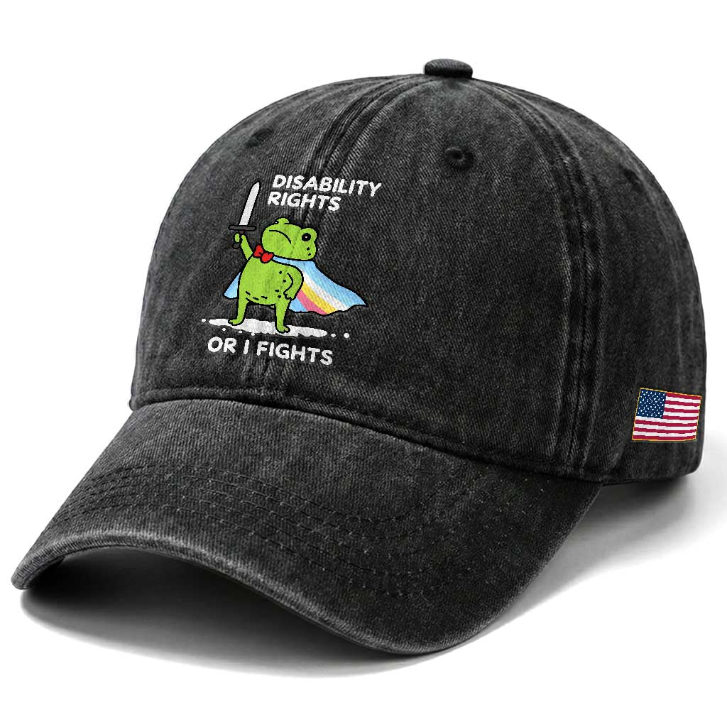 Funny Frog Disability Pride Flag Warrior Washed Cotton Baseball Cap Disability Rights Or I Fights