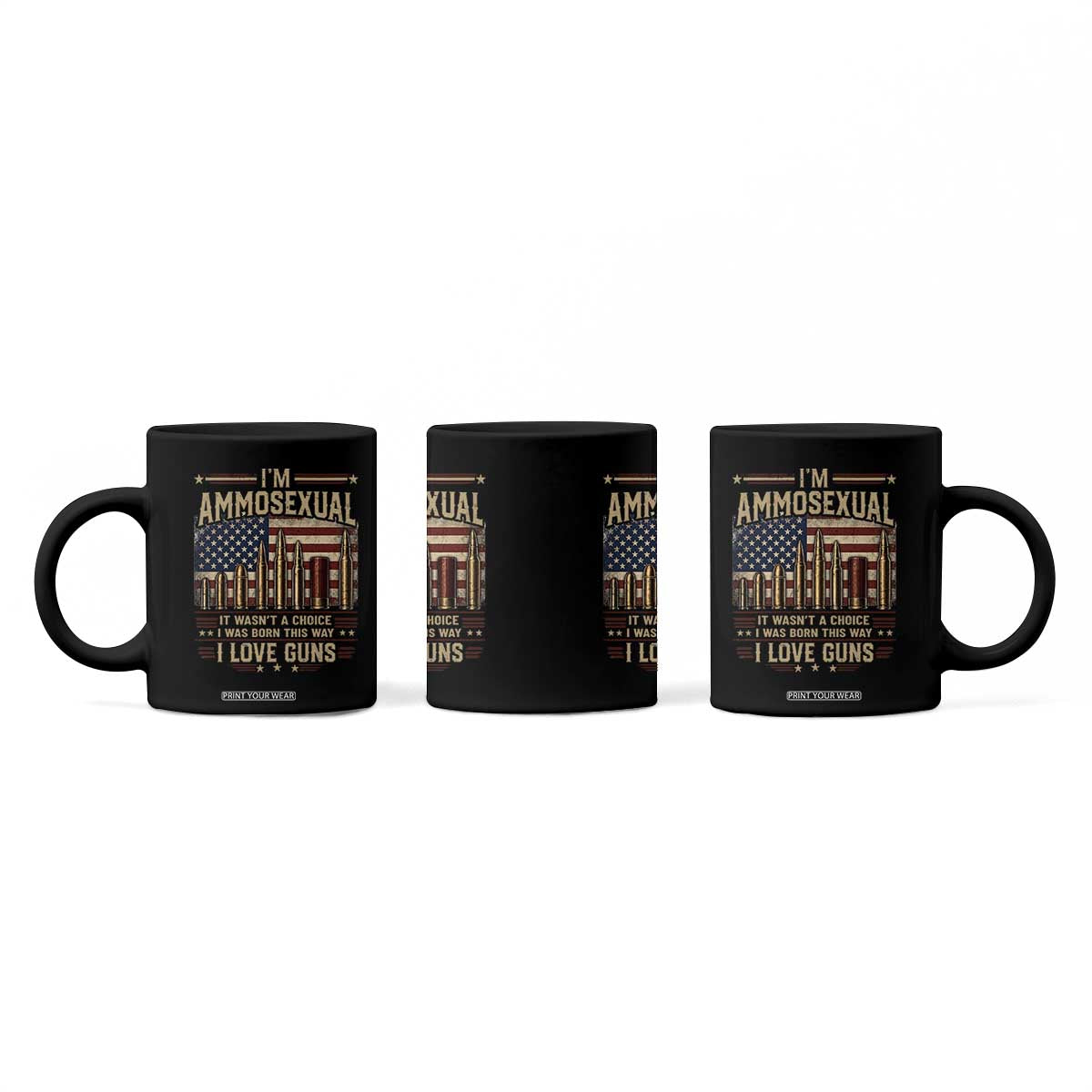 Funny Patriotic Second Amendment Humor American Flag Coffee Mug Im Ammosexual I Love Guns Owners Veterans