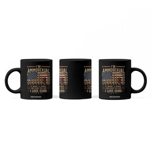 Funny Patriotic Second Amendment Humor American Flag Coffee Mug Im Ammosexual I Love Guns Owners Veterans