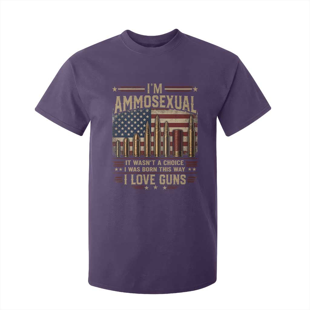 Funny Patriotic Second Amendment Humor American Flag T Shirt For Kid Im Ammosexual I Love Guns Owners Veterans