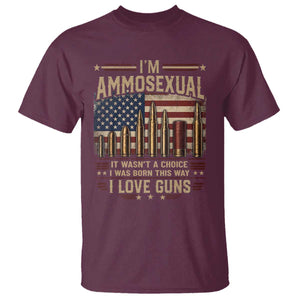 Funny Patriotic Second Amendment Humor American Flag T Shirt Im Ammosexual I Love Guns Owners Veterans