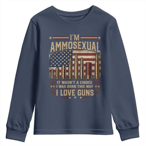 Funny Patriotic Second Amendment Humor American Flag Youth Sweatshirt Im Ammosexual I Love Guns Owners Veterans