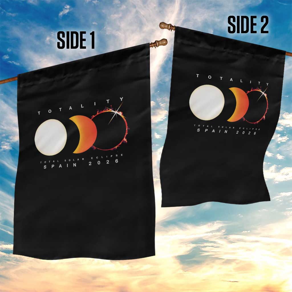 Spain Total Solar Eclipse 2026 Totality Garden Flag Espana Travel Souvenir Astronomy Geek Gift TS02 Print Your Wear