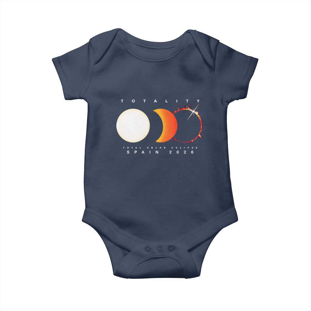 Spain Total Solar Eclipse 2026 Totality Baby Onesie Espana Travel Souvenir Astronomy Geek Gift TS02 Navy Print Your Wear