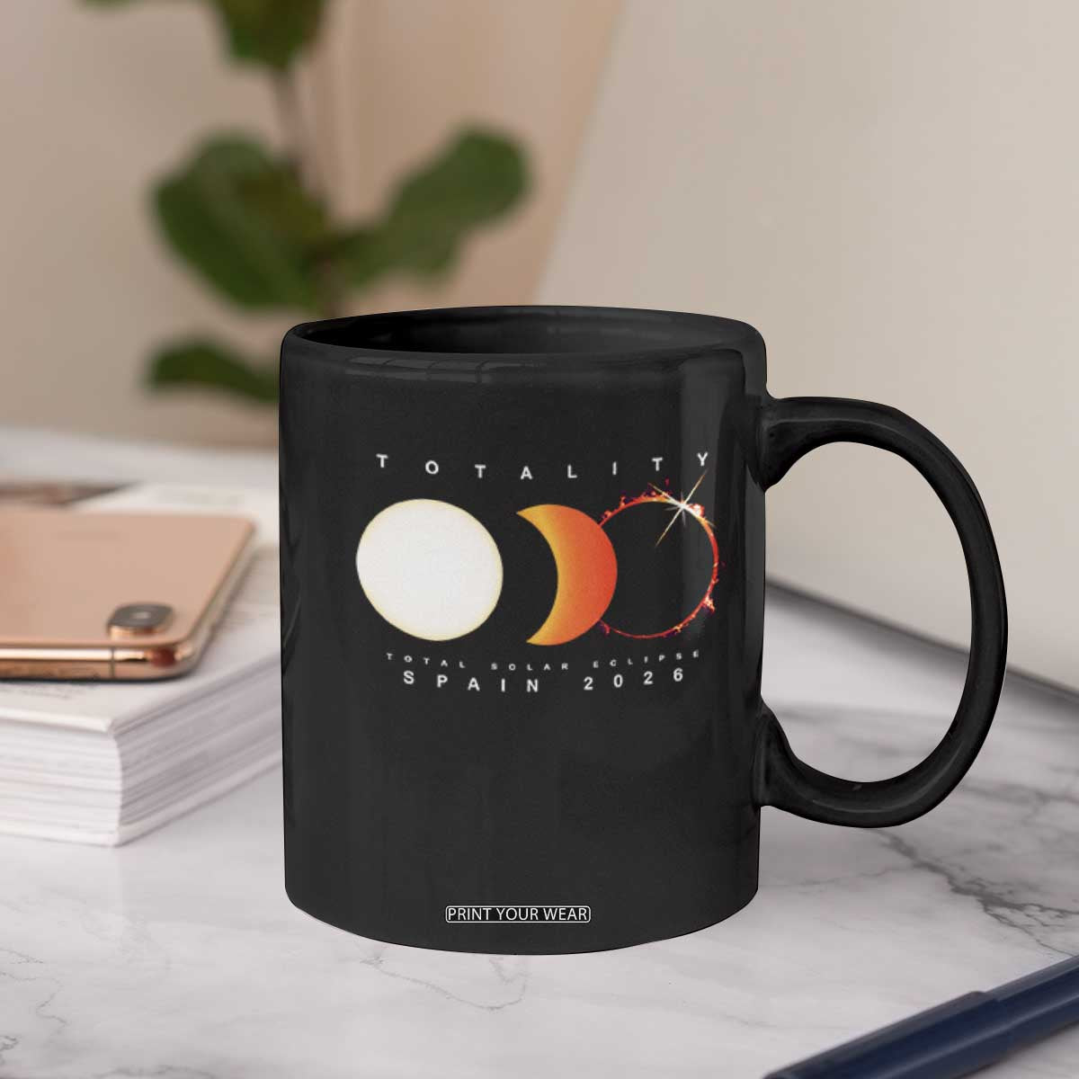 Spain Total Solar Eclipse 2026 Totality Coffee Mug Espana Travel Souvenir Astronomy Geek Gift TS02 Print Your Wear