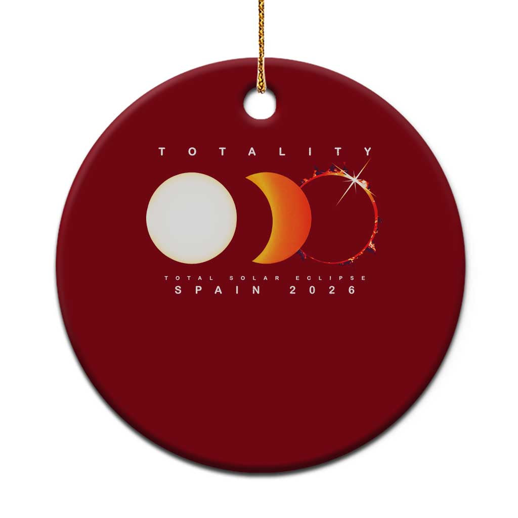 Spain Total Solar Eclipse 2026 Totality Ceramic Ornament Espana Travel Souvenir Astronomy Geek Gift TS02 1pc Red Print Your Wear