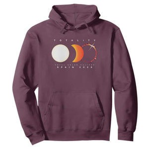 Spain Total Solar Eclipse 2026 Totality Hoodie Espana Travel Souvenir Astronomy Geek Gift TS02 Maroon Print Your Wear