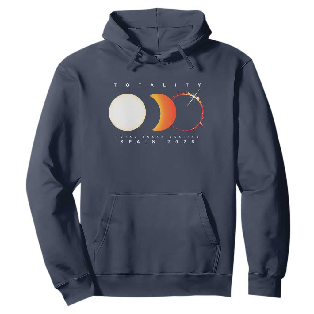 Spain Total Solar Eclipse 2026 Totality Hoodie Espana Travel Souvenir Astronomy Geek Gift TS02 Navy Print Your Wear