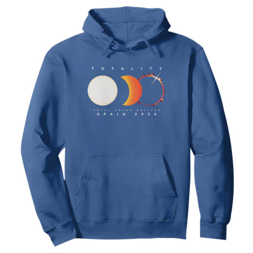 Spain Total Solar Eclipse 2026 Totality Hoodie Espana Travel Souvenir Astronomy Geek Gift TS02 Royal Blue Print Your Wear