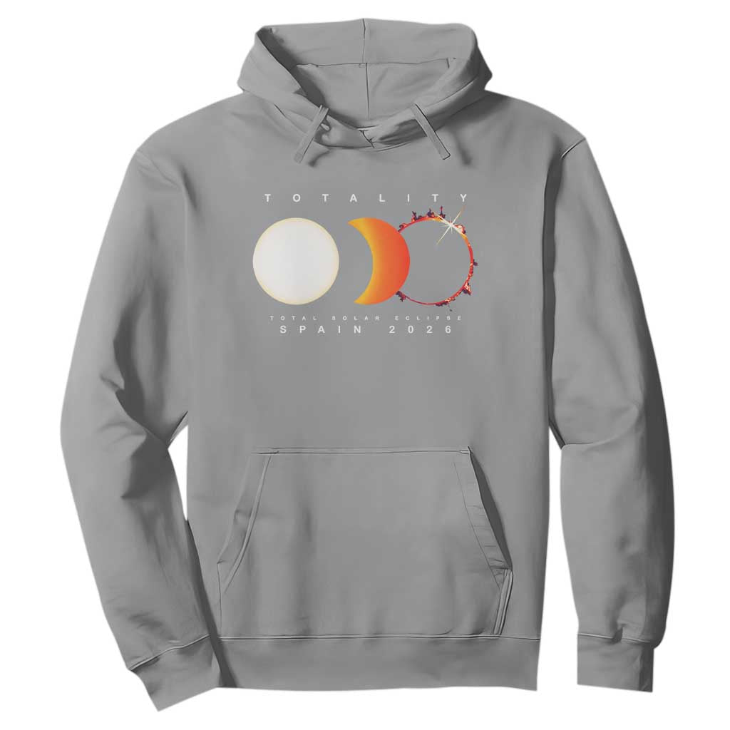 Spain Total Solar Eclipse 2026 Totality Hoodie Espana Travel Souvenir Astronomy Geek Gift TS02 Sport Gray Print Your Wear