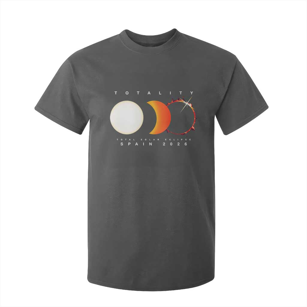 Spain Total Solar Eclipse 2026 Totality T Shirt For Kid Espana Travel Souvenir Astronomy Geek Gift TS02 Dark Heather Print Your Wear