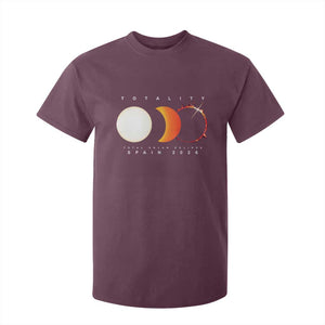 Spain Total Solar Eclipse 2026 Totality T Shirt For Kid Espana Travel Souvenir Astronomy Geek Gift TS02 Maroon Print Your Wear