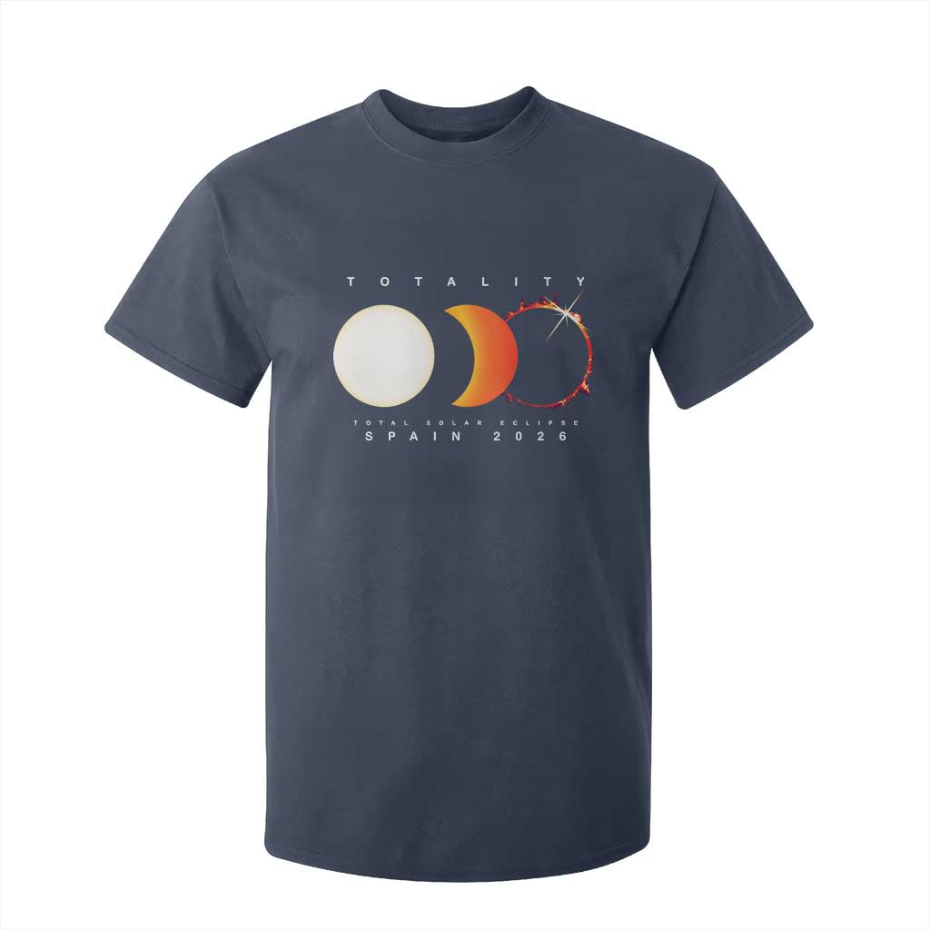 Spain Total Solar Eclipse 2026 Totality T Shirt For Kid Espana Travel Souvenir Astronomy Geek Gift TS02 Navy Print Your Wear