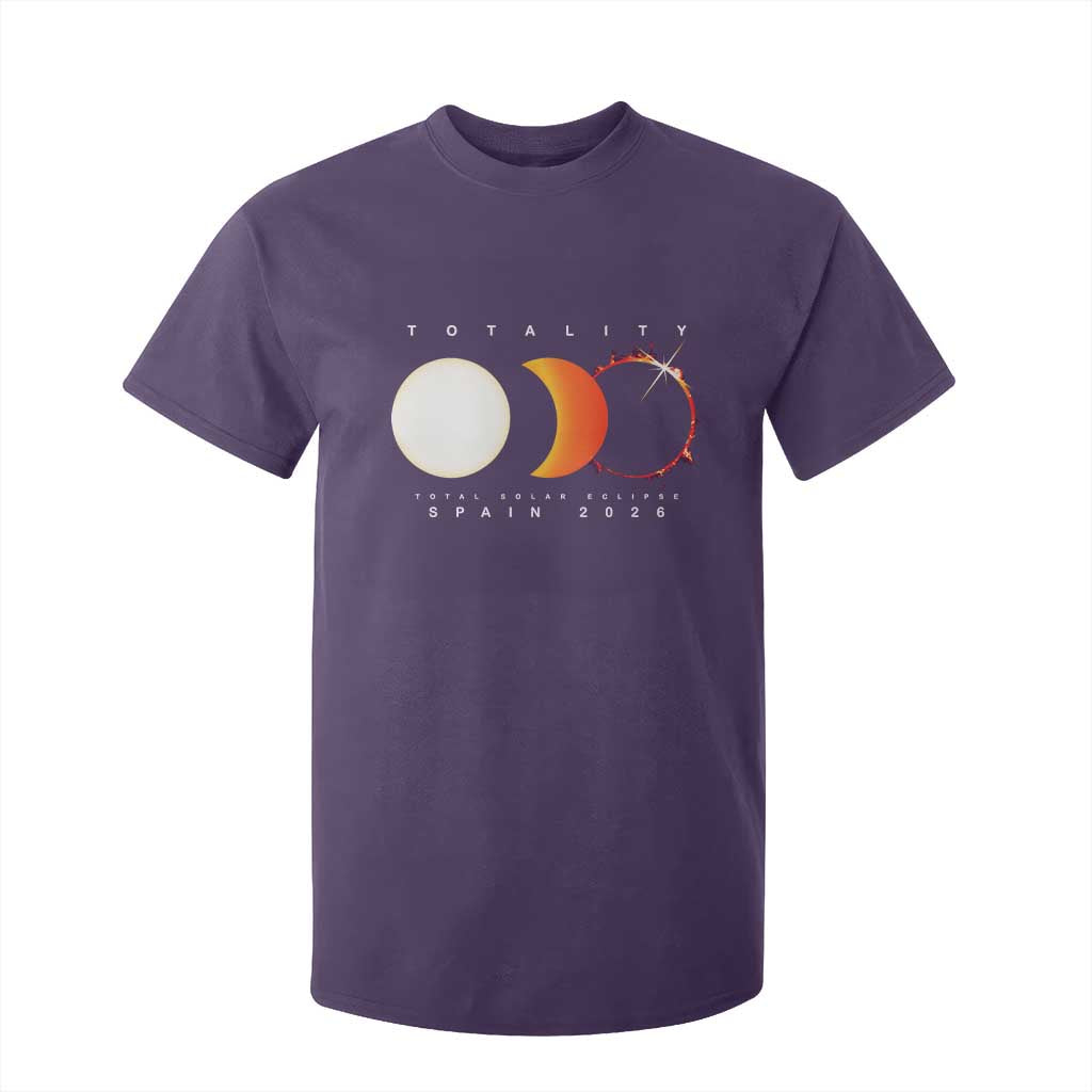 Spain Total Solar Eclipse 2026 Totality T Shirt For Kid Espana Travel Souvenir Astronomy Geek Gift TS02 Purple Print Your Wear