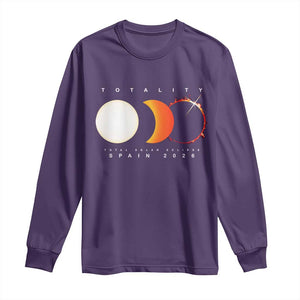 Spain Total Solar Eclipse 2026 Totality Long Sleeve Shirt Espana Travel Souvenir Astronomy Geek Gift TS02 Purple Print Your Wear