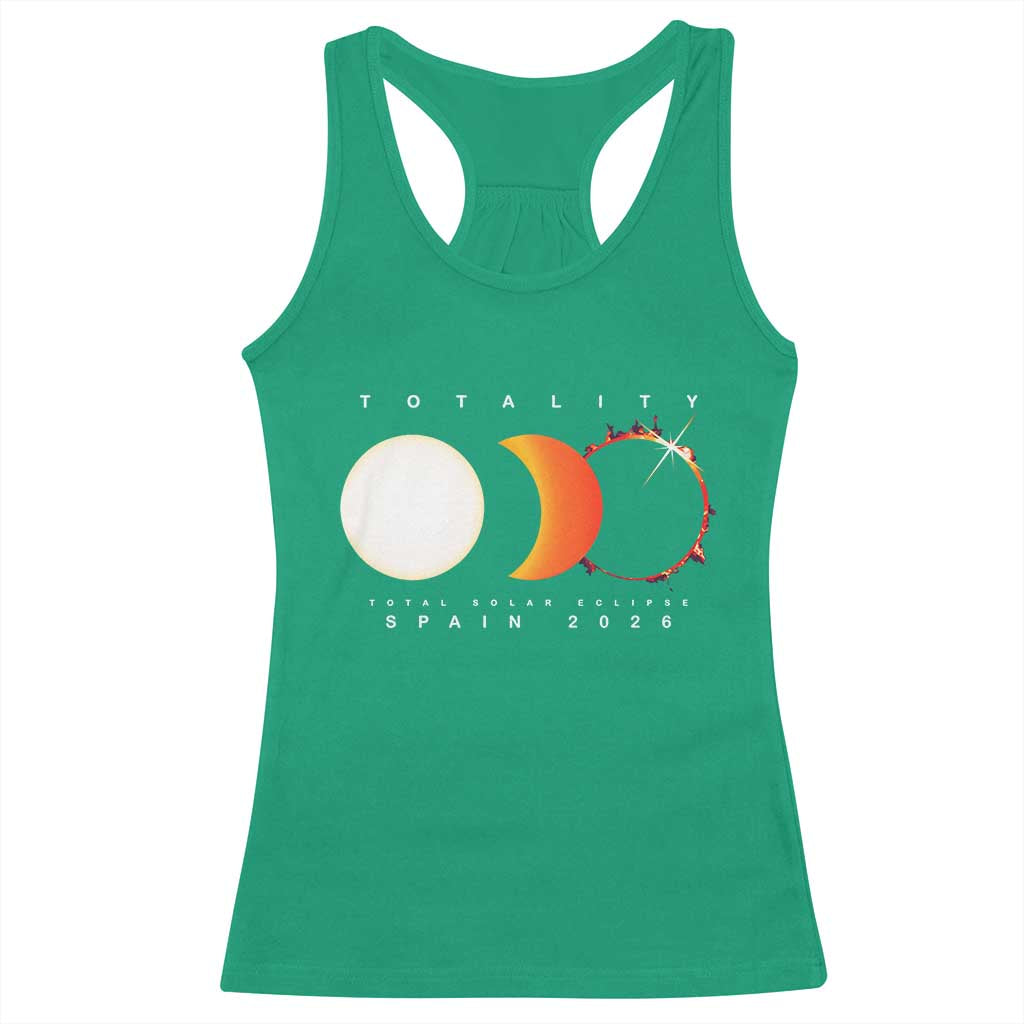 Spain Total Solar Eclipse 2026 Totality Racerback Tank Top Espana Travel Souvenir Astronomy Geek Gift TS02 Irish Green Print Your Wear
