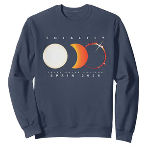Spain Total Solar Eclipse 2026 Totality Sweatshirt Espana Travel Souvenir Astronomy Geek Gift TS02 Navy Print Your Wear