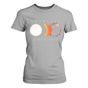 Spain Total Solar Eclipse 2026 Totality T Shirt For Women Espana Travel Souvenir Astronomy Geek Gift TS02 Sport Gray Print Your Wear