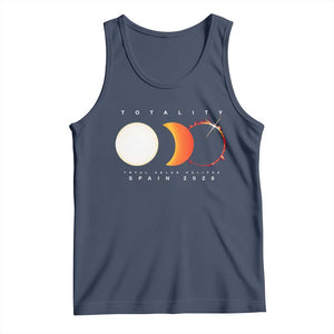 Spain Total Solar Eclipse 2026 Totality Tank Top Espana Travel Souvenir Astronomy Geek Gift TS02 Navy Print Your Wear