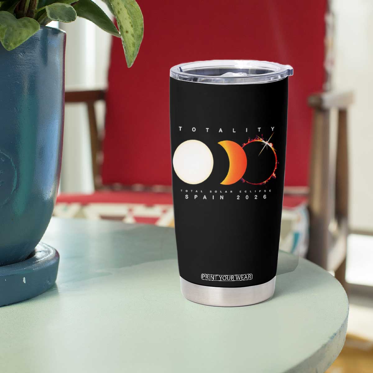 Spain Total Solar Eclipse 2026 Totality Tumbler Cup Espana Travel Souvenir Astronomy Geek Gift TS02 Print Your Wear