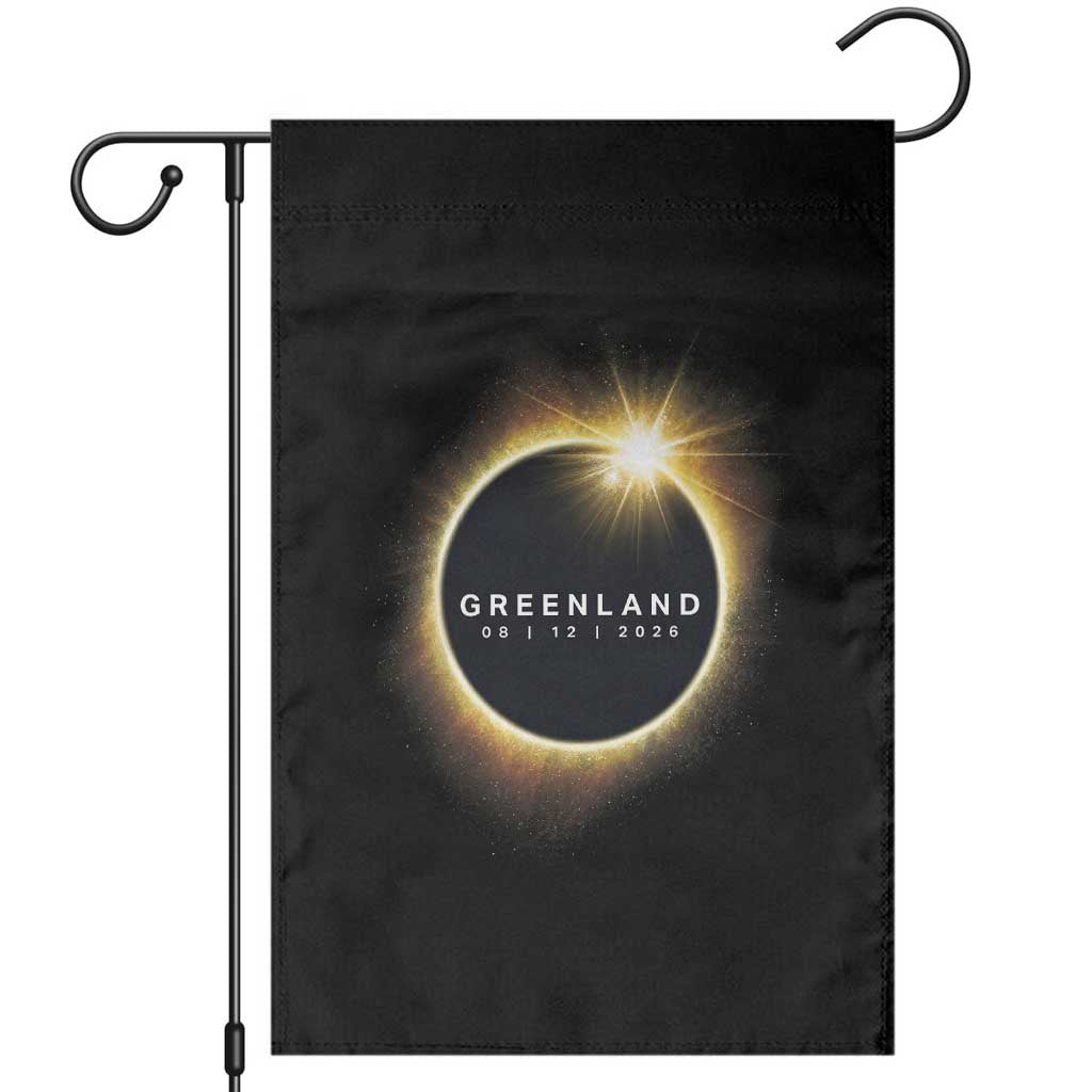 Greenland Total Solar Eclipse 2026 Garden Flag Path of Totality Astronomy Gift TS02 Black Print Your Wear