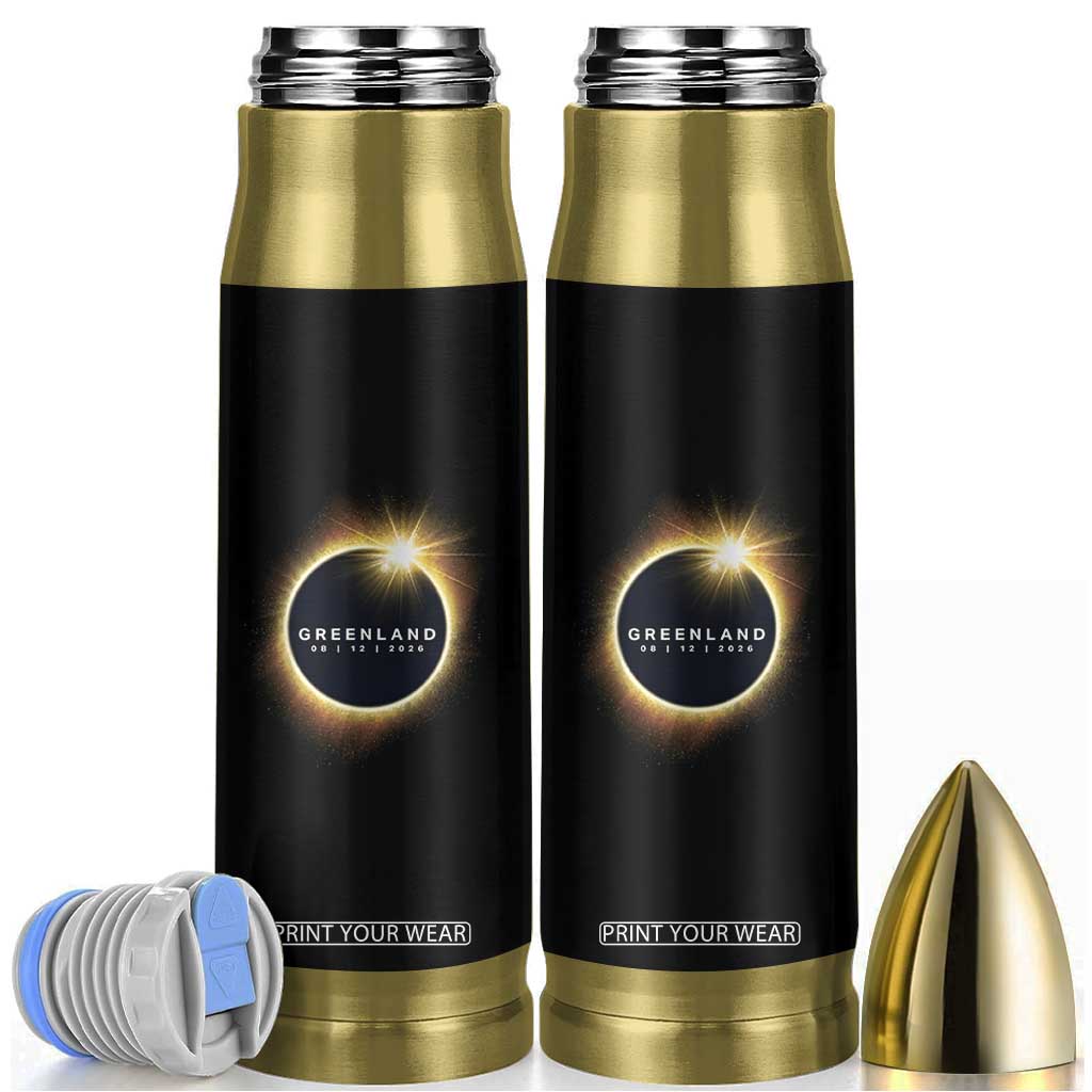 Greenland Total Solar Eclipse 2026 Bullet Tumbler Path of Totality Astronomy Gift TS02 Black Print Your Wear
