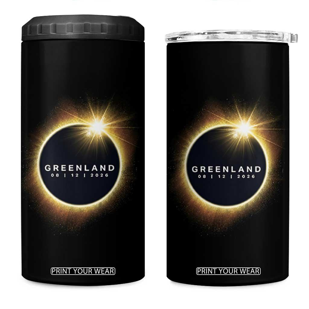 Greenland Total Solar Eclipse 2026 4 in 1 Can Cooler Tumbler Path of Totality Astronomy Gift TS02 One Size: 16 oz Black Print Your Wear