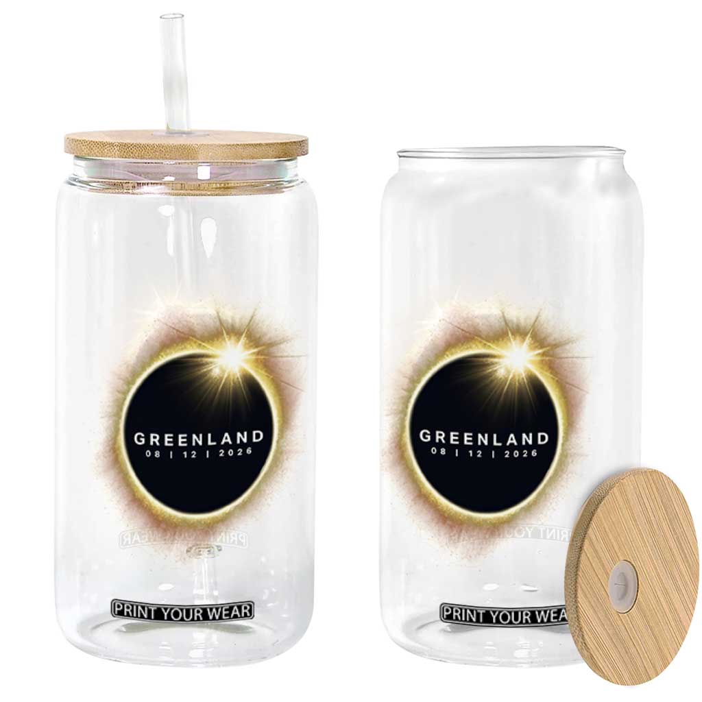 Greenland Total Solar Eclipse 2026 Glass Can Path of Totality Astronomy Gift TS02 Print Your Wear