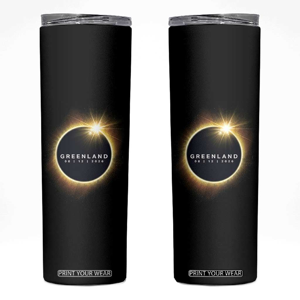 Greenland Total Solar Eclipse 2026 Skinny Tumbler Path of Totality Astronomy Gift TS02 Black Print Your Wear