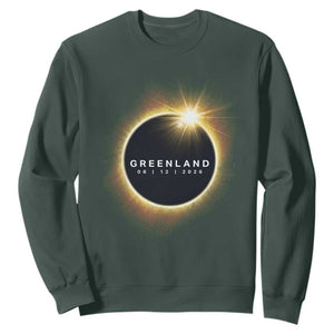 Greenland Total Solar Eclipse 2026 Sweatshirt Path of Totality Astronomy Gift TS02 Dark Forest Green Print Your Wear