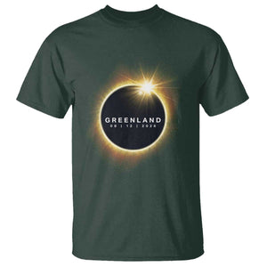 Greenland Total Solar Eclipse 2026 T Shirt Path of Totality Astronomy Gift TS02 Dark Forest Green Print Your Wear