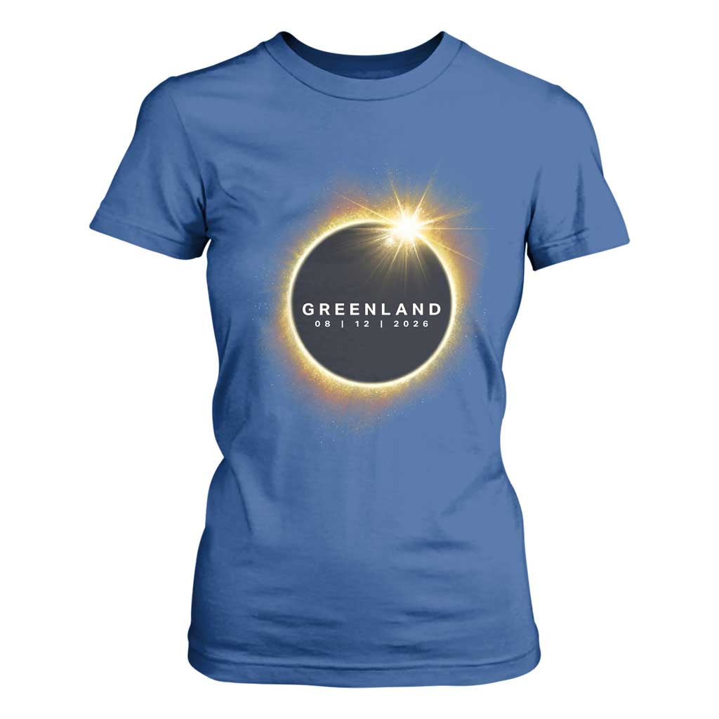 Greenland Total Solar Eclipse 2026 T Shirt For Women Path of Totality Astronomy Gift TS02 Royal Blue Print Your Wear